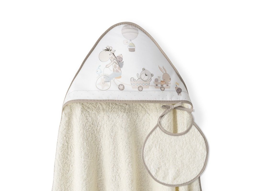 Interbaby Jirafa Bicicleta Μπουρνούζι Κάπα & Σαλιάρα Beige